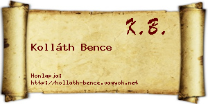 Kolláth Bence névjegykártya